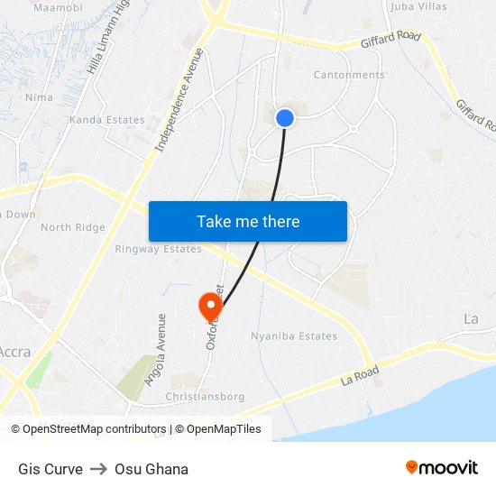 Gis Curve to Osu Ghana map