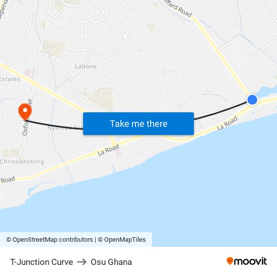 T-Junction Curve to Osu Ghana map