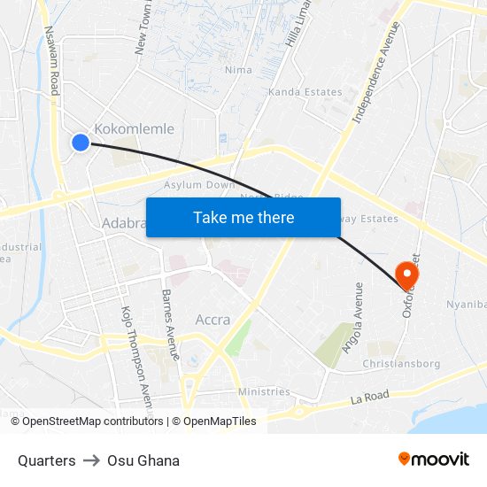 Quarters to Osu Ghana map