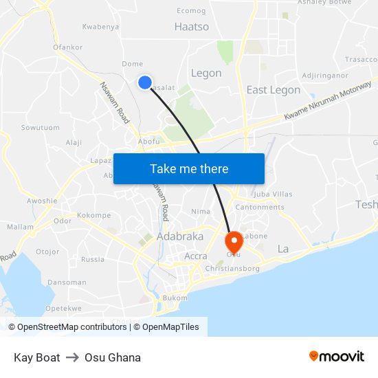 Kay Boat to Osu Ghana map