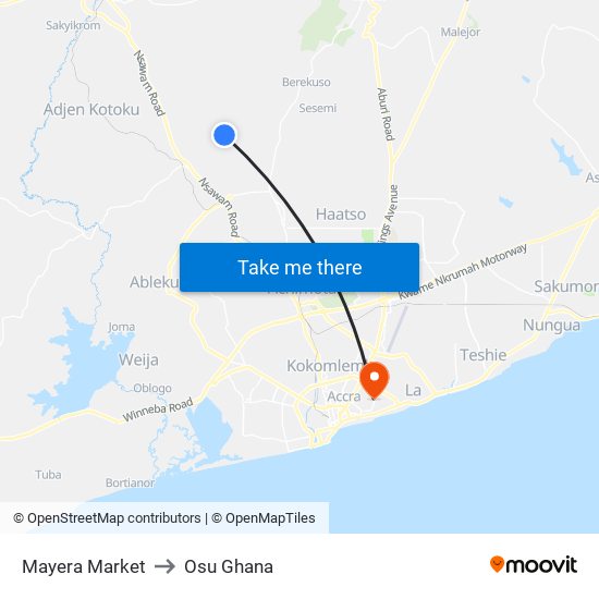 Mayera Market to Osu Ghana map