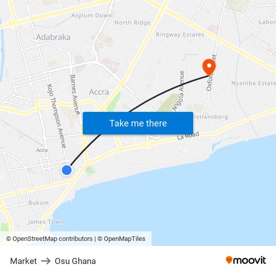 Market to Osu Ghana map