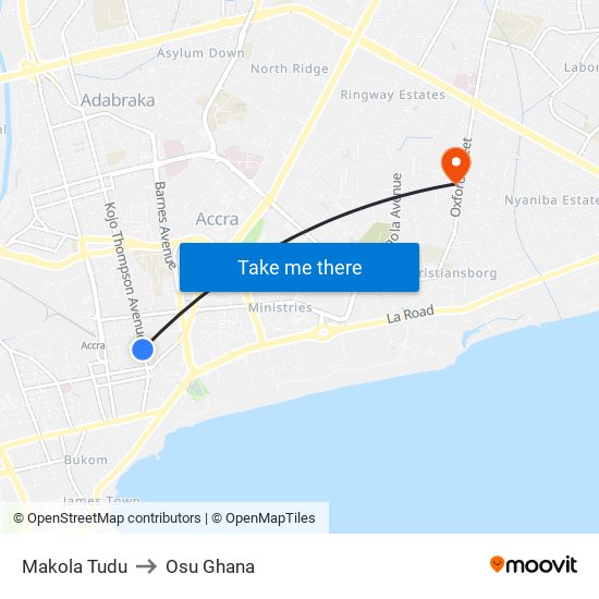 Makola Tudu to Osu Ghana map