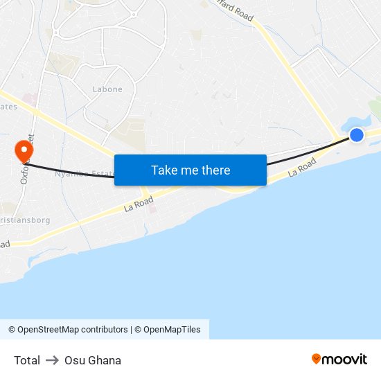 Total to Osu Ghana map
