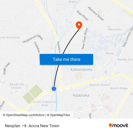 Neoplan to Accra New Town map