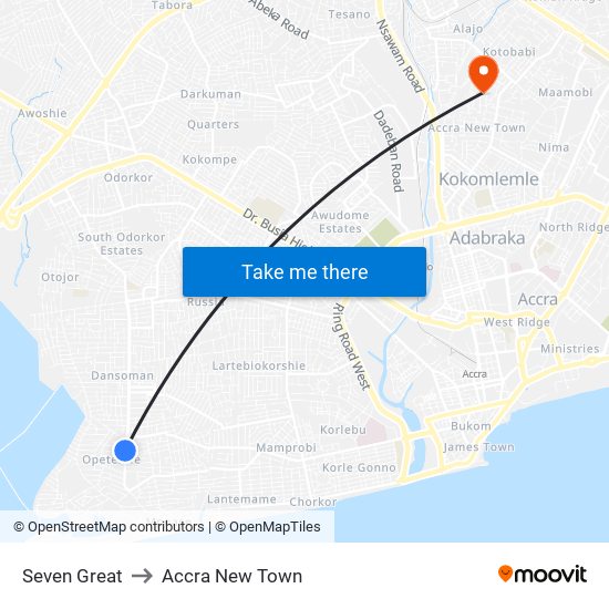 Seven Great to Accra New Town map