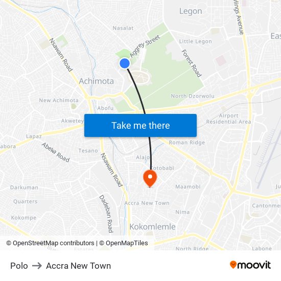 Polo to Accra New Town map