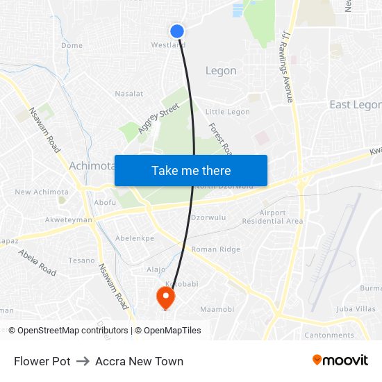 Flower Pot to Accra New Town map
