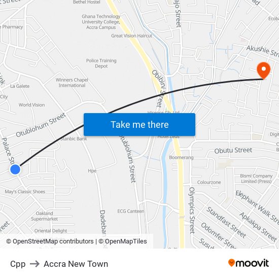 Cpp to Accra New Town map