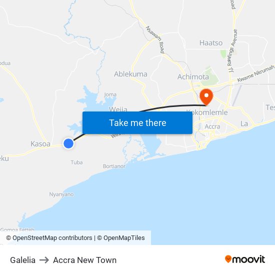 Galelia to Accra New Town map