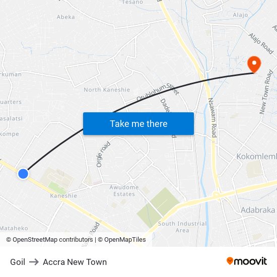 Goil to Accra New Town map