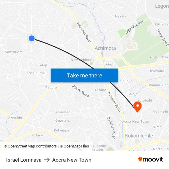 Israel Lomnava to Accra New Town map