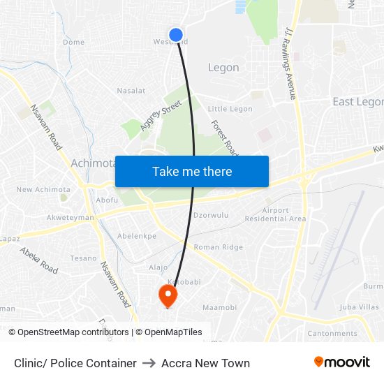 Clinic/ Police Container to Accra New Town map