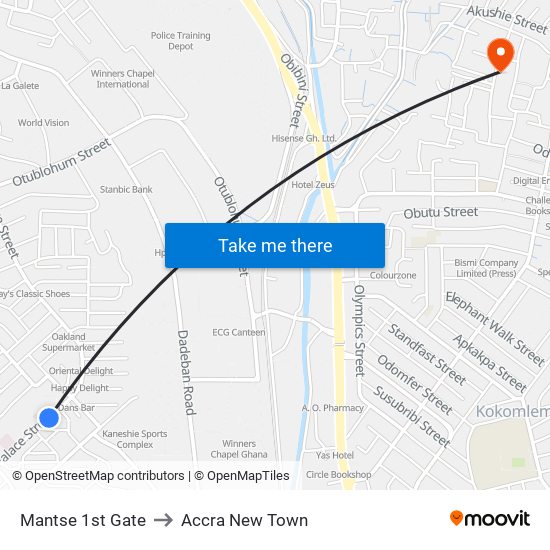 Mantse 1st Gate to Accra New Town map