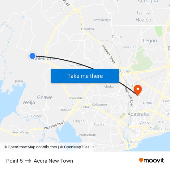 Point 5 to Accra New Town map