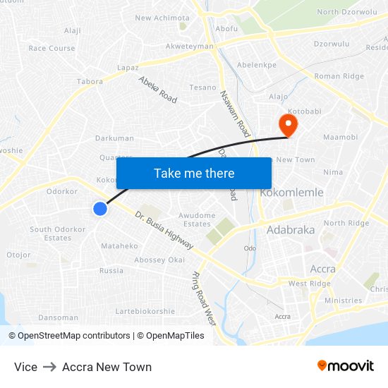 Vice to Accra New Town map