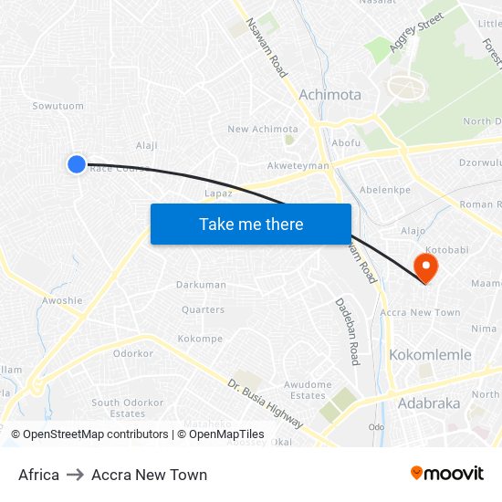 Africa to Accra New Town map