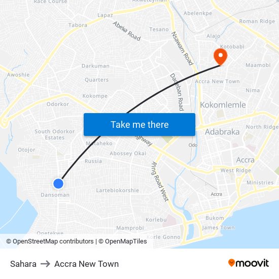 Sahara to Accra New Town map