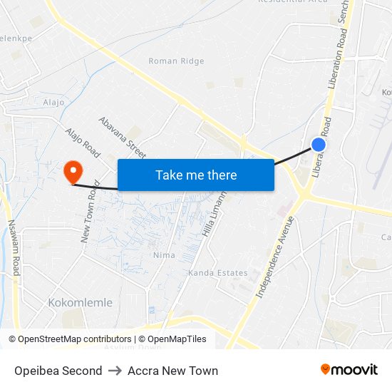 Opeibea Second to Accra New Town map