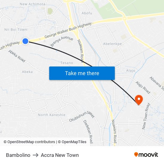Bambolino to Accra New Town map