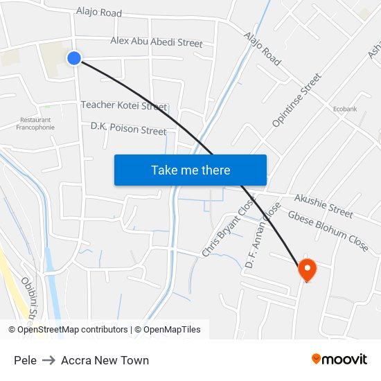 Pele to Accra New Town map