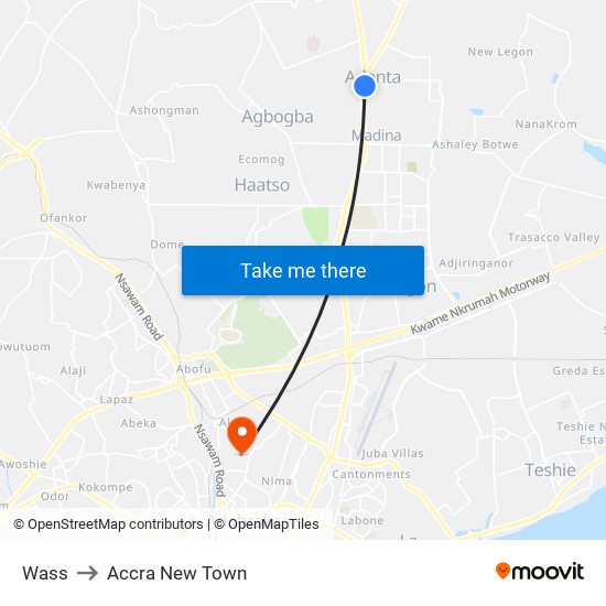 Wass to Accra New Town map