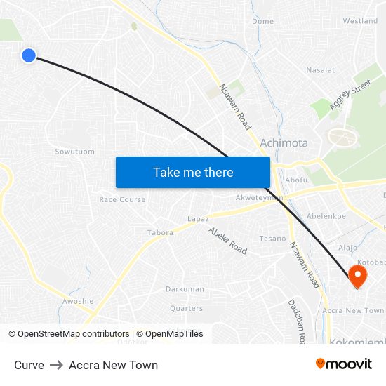 Curve to Accra New Town map