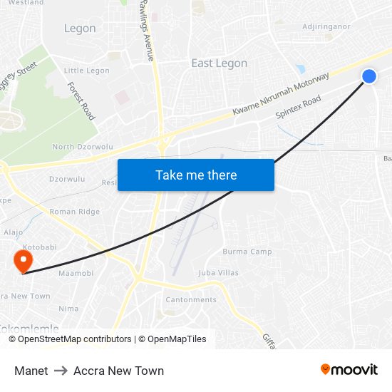 Manet to Accra New Town map