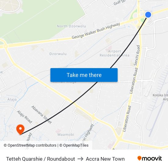 Tetteh Quarshie / Roundabout to Accra New Town map