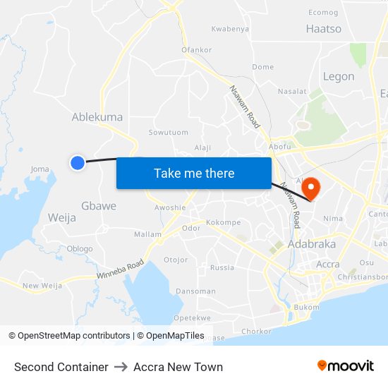 Second Container to Accra New Town map