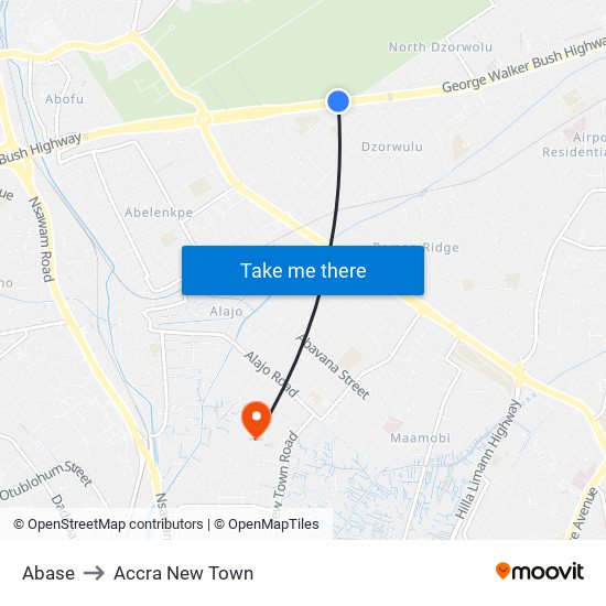 Abase to Accra New Town map