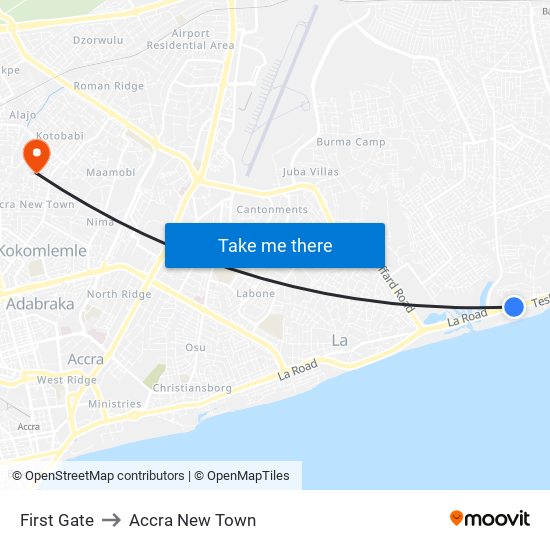 First Gate to Accra New Town map