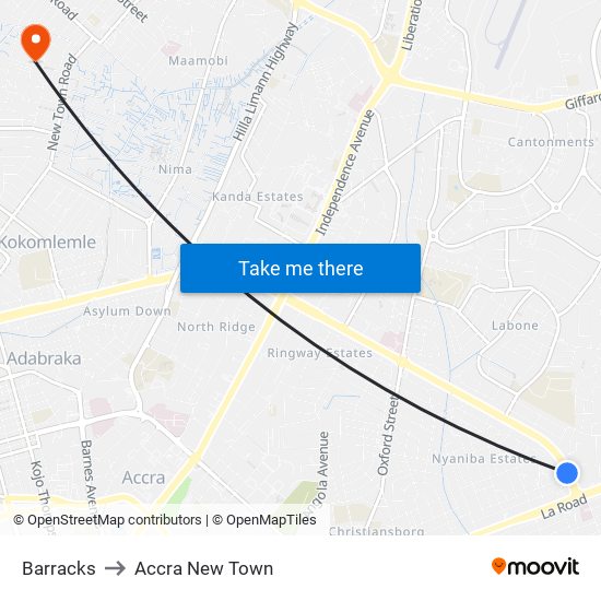 Barracks to Accra New Town map