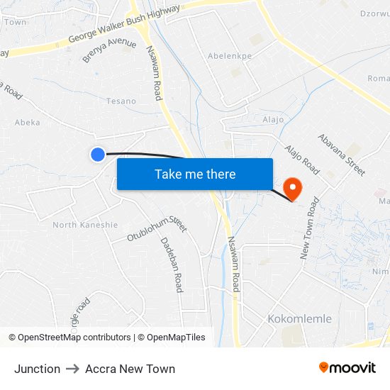 Junction to Accra New Town map