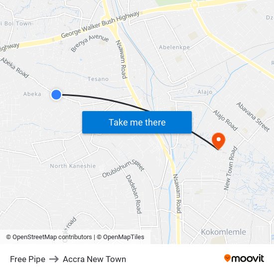 Free Pipe to Accra New Town map