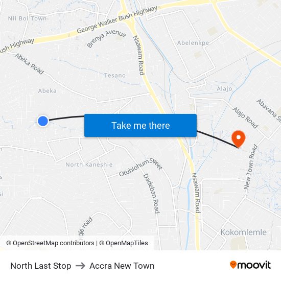 North Last Stop to Accra New Town map
