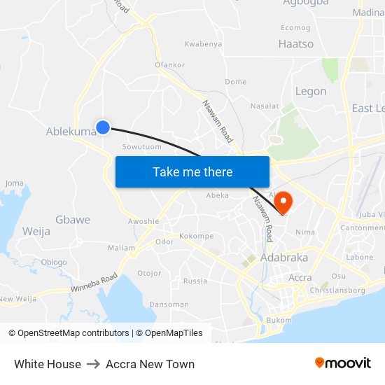 White House to Accra New Town map