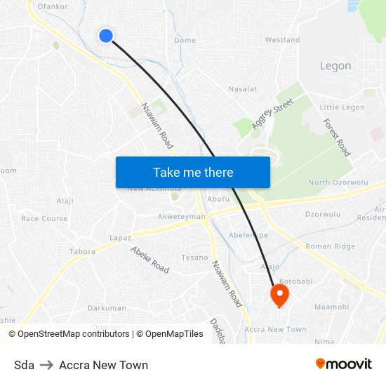 Sda to Accra New Town map