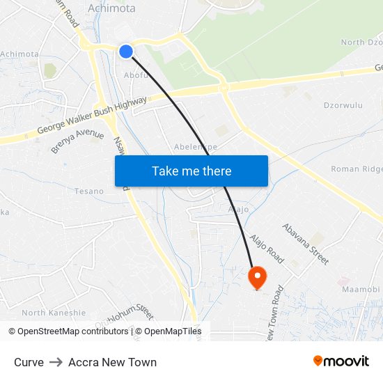 Curve to Accra New Town map