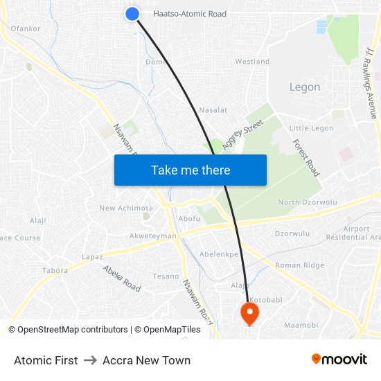 Atomic First to Accra New Town map