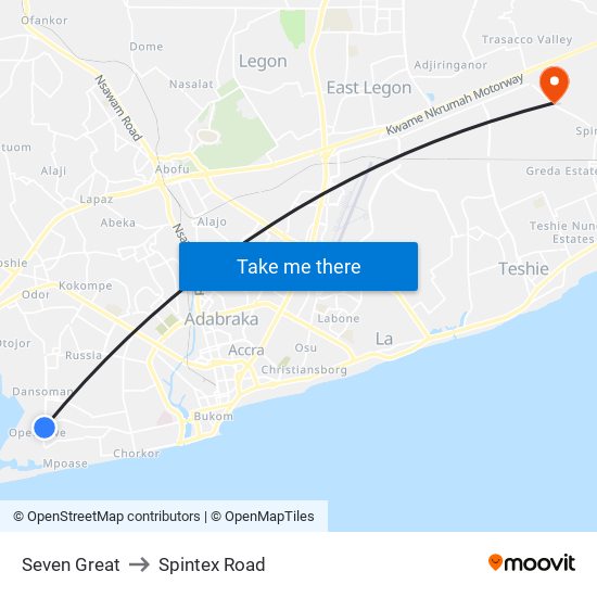 Seven Great to Spintex Road map