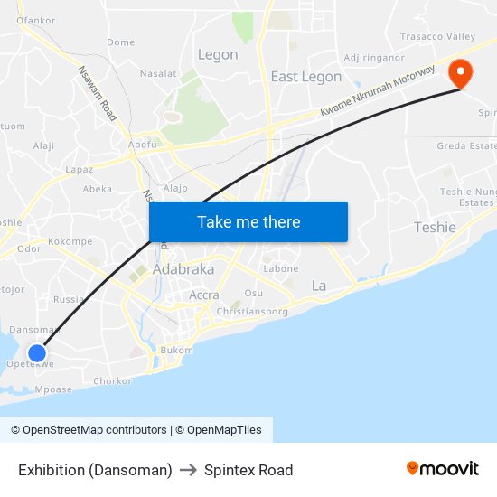 Exhibition (Dansoman) to Spintex Road map