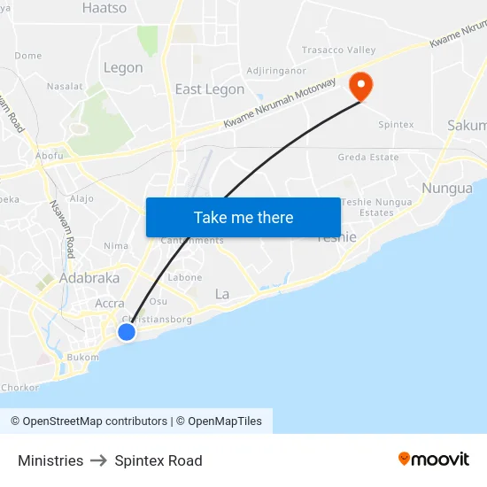 Ministries to Spintex Road map