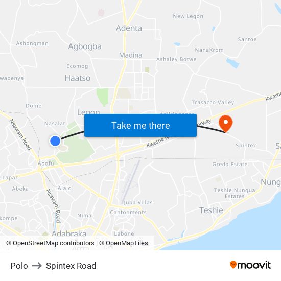 Polo to Spintex Road map