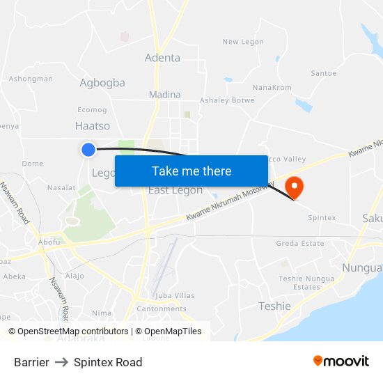 Barrier to Spintex Road map