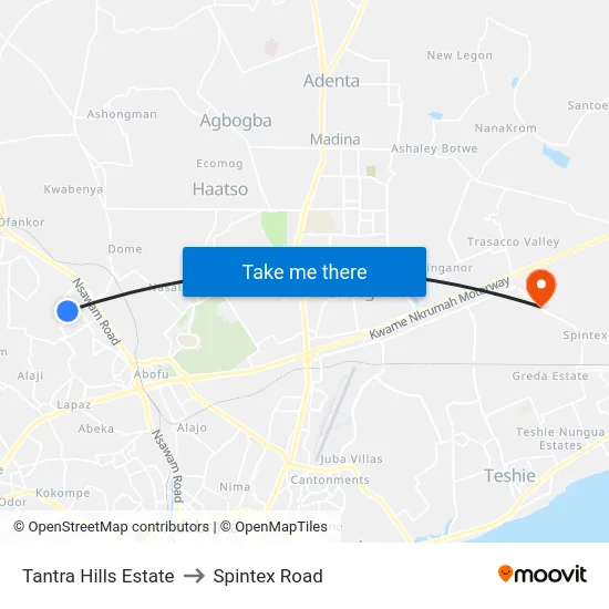 Tantra Hills Estate to Spintex Road map
