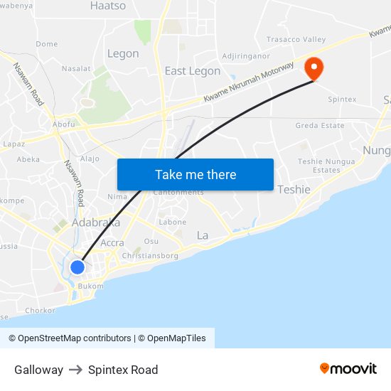 Galloway to Spintex Road map