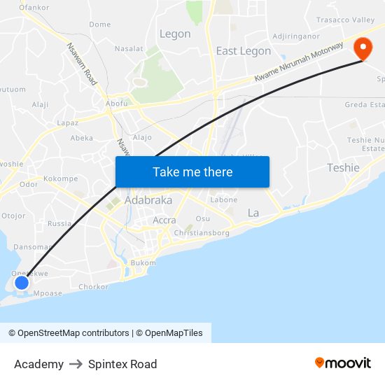 Academy to Spintex Road map