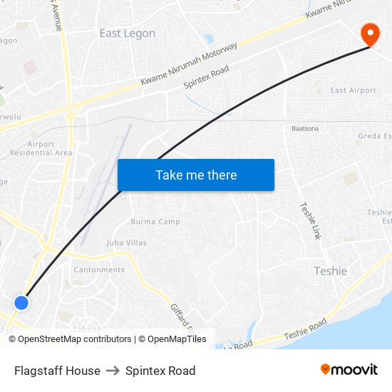 Flagstaff House to Spintex Road map
