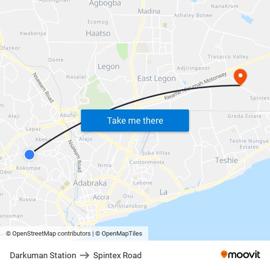 Darkuman Station to Spintex Road map